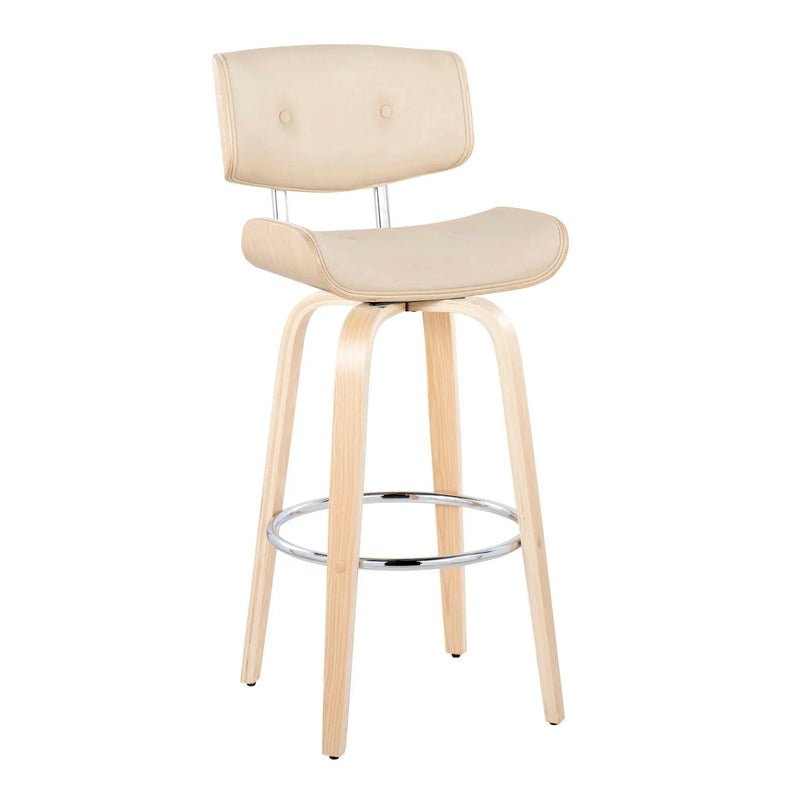 Lombardi - Mid Century Modern Fixed Height Barstool With Swivel With Round Footrest (Set of 2) by Unique Piece Furniture