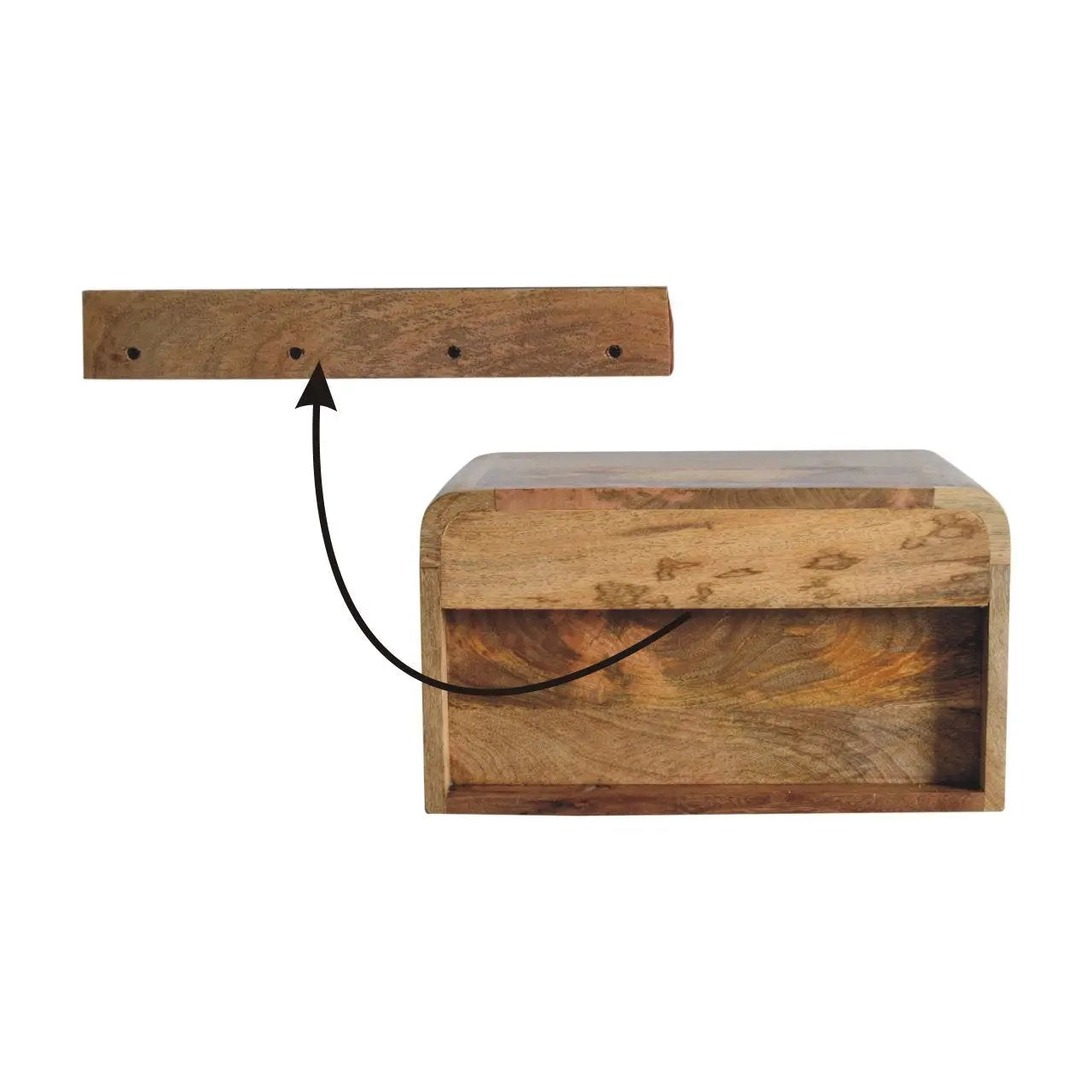 Chunky Floating Bedside, 1-Drawer, 1 Open Slot, Oak-ish by HouseOfZazla