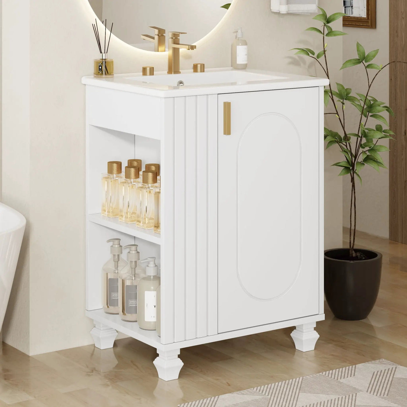 Classic Retro Bathroom Vanity With Sink, Door Shelf, Side Open Storage Frame by HouseOfZazla