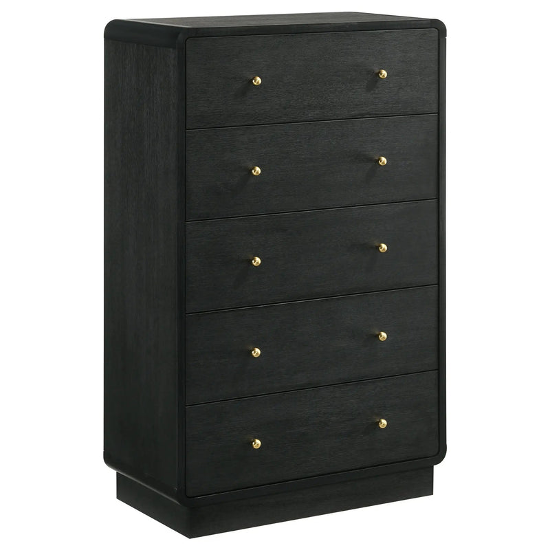 Burton - 5 Drawer Chest Of Drawers - Black by HouseOfZazla