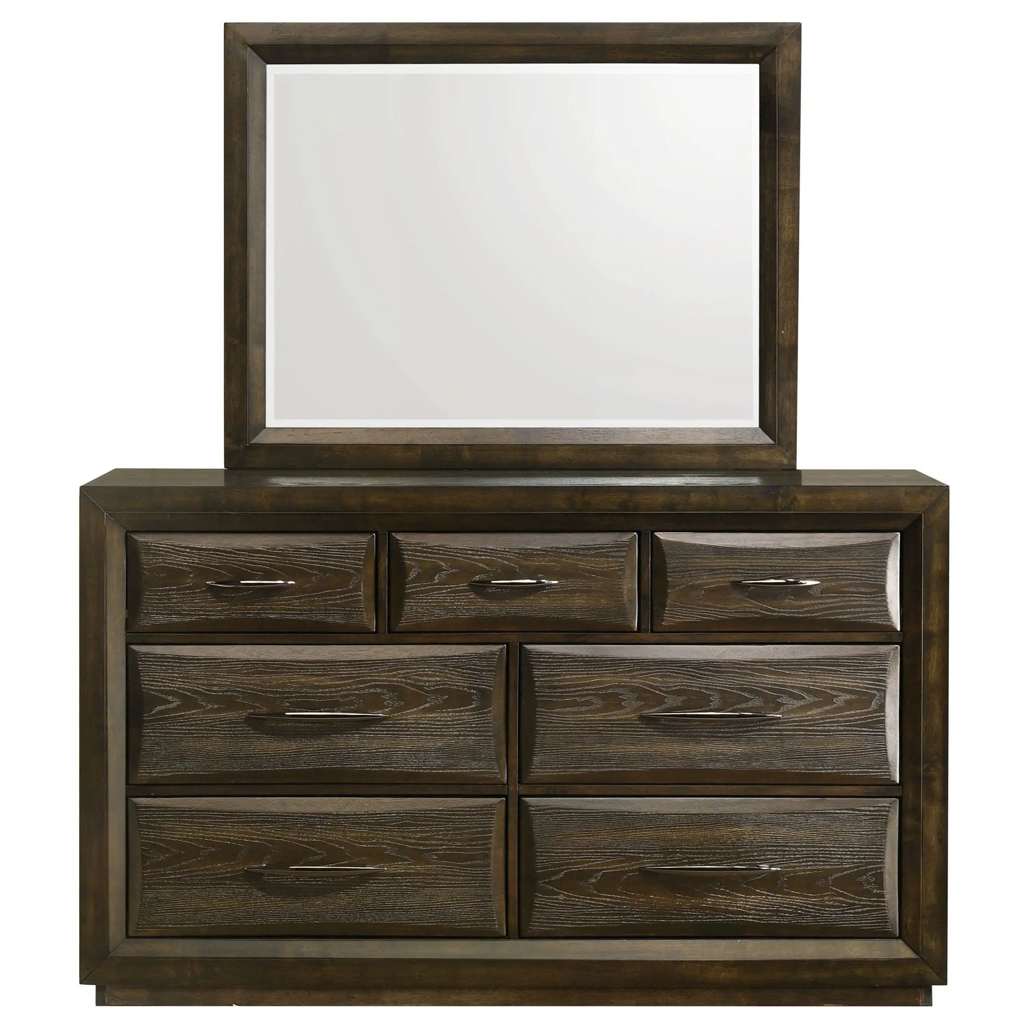 Atlas 7-drawer Bedroom Dresser and Mirror Set Dark Oak by Unique Piece Furniture