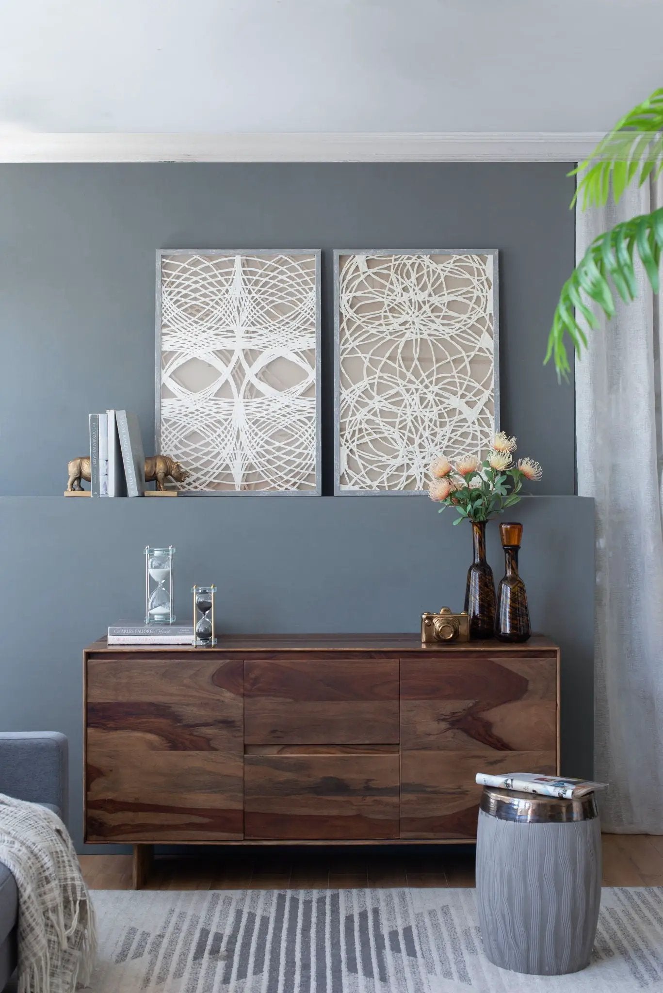 Leaf Shadow Box Wall Decor (Set of 2) - White / Gray by HouseOfZazla