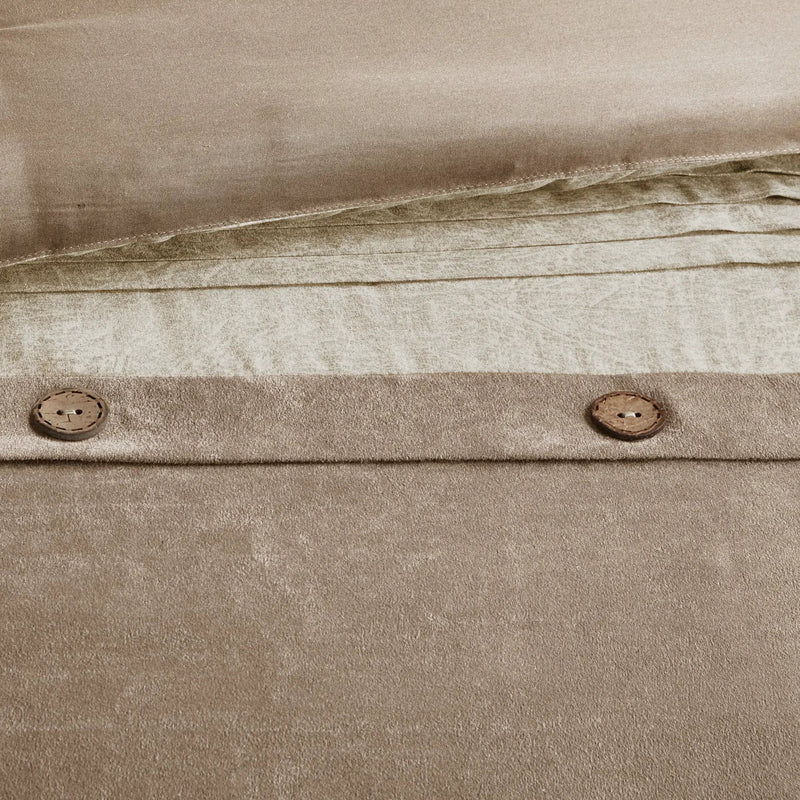 7 Piece Faux Suede Comforter Set Tan California King by HouseOfZazla