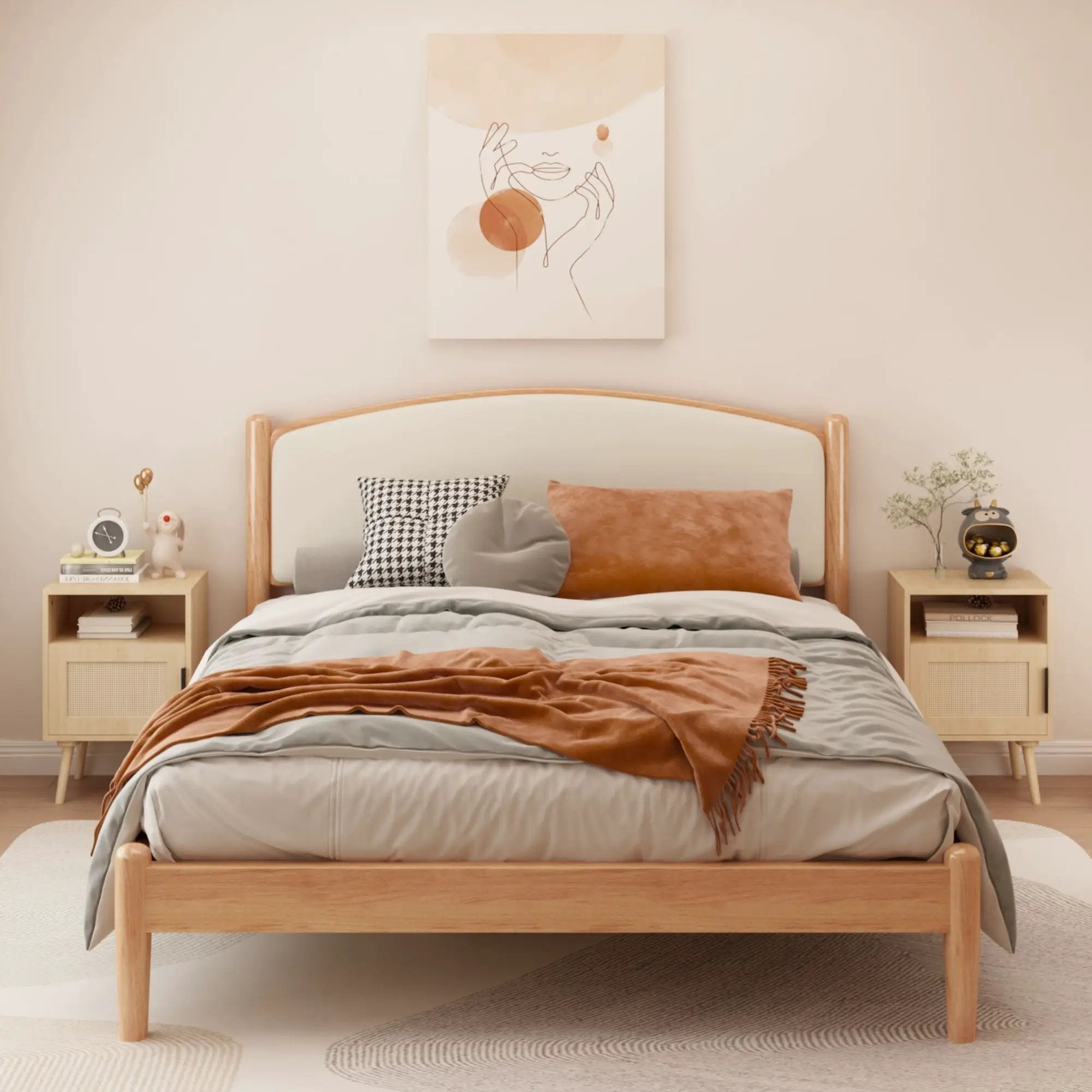 Nightstand, Side Table With Door And Open Shelf For Bedroom - Oak by Unique Piece Furniture