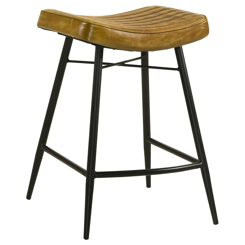 Bayu Leather Upholstered Counter Stool Camel (Set of 2) by Unique Piece Furniture