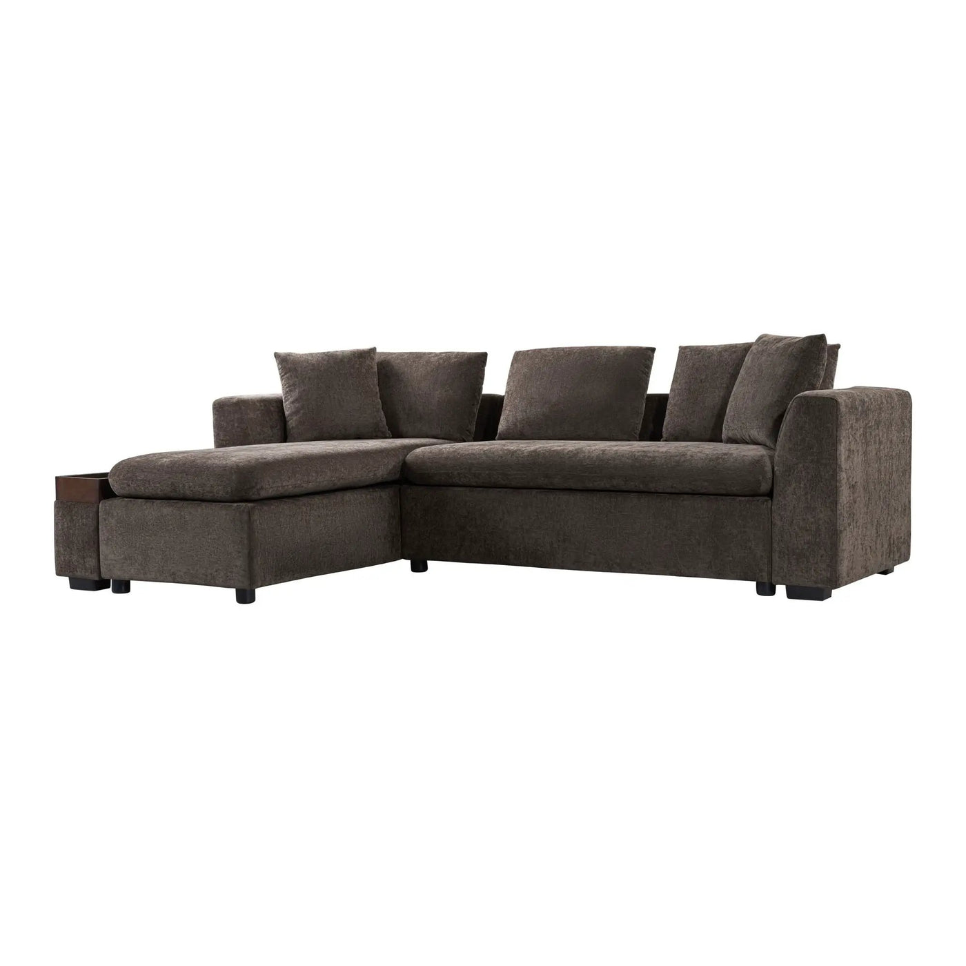 Modern L Shaped Sectional Sofa With Upholstery And Wooden Storage by Unique Piece Furniture