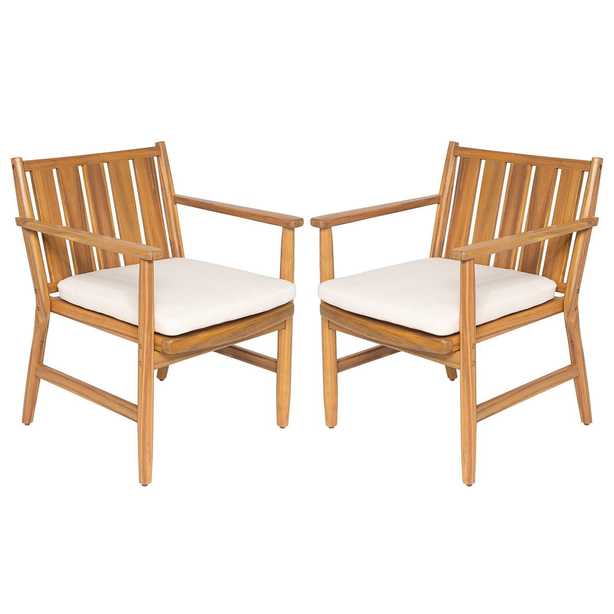 Outdoor Acacia Wood Arm Dining Chairs with Removable Cushions – Brown, photo 5 of 10
