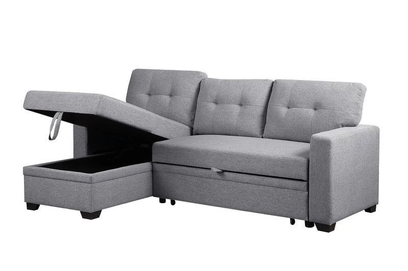 Upholstered Pull Out Sectional Sofa With Chaise by HouseOfZazla