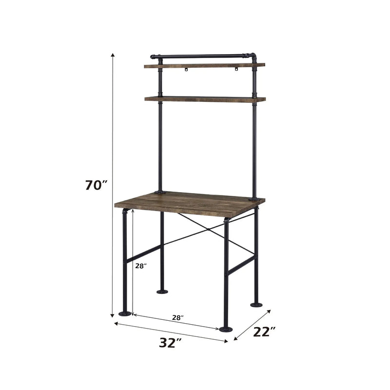 Ensata - Writing Desk - Rustic Oak & Black by Unique Piece Furniture