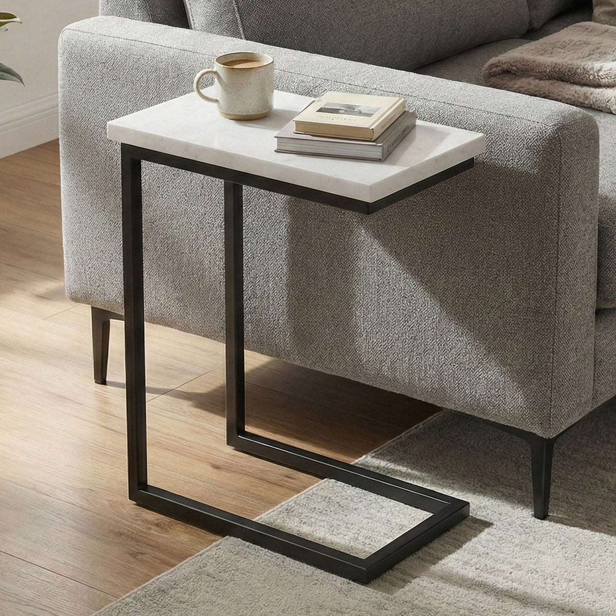 Handcrafted C Side Table with Powder-Coated Metal Base - Multiple Colors, photo 23 of 40