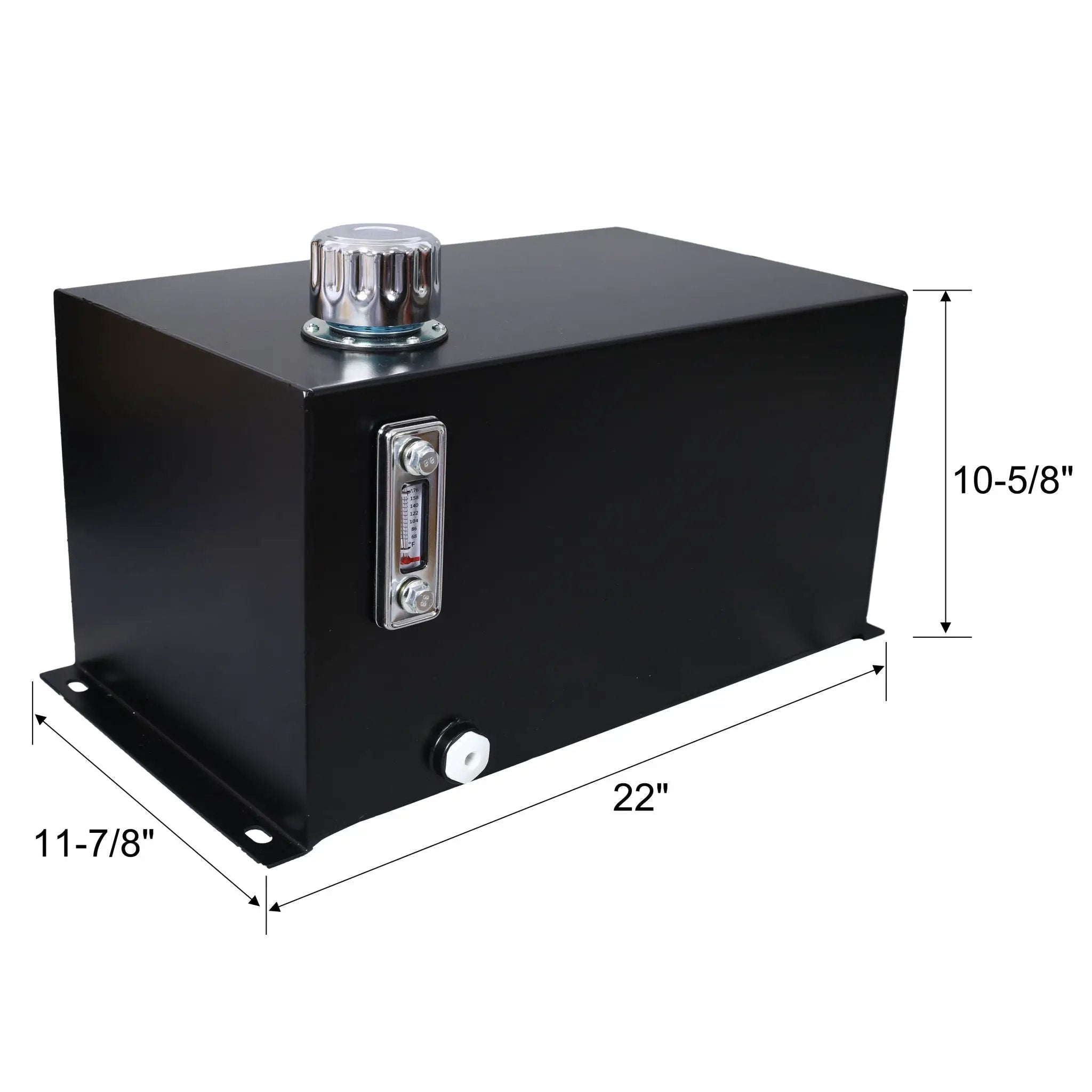 Heavy Duty Hydraulic Fluid Tank 10 Gal Steel Reservoir With Strainer, Gauge & Breather Cap For Tractors & Trucks - Black by HouseOfZazla