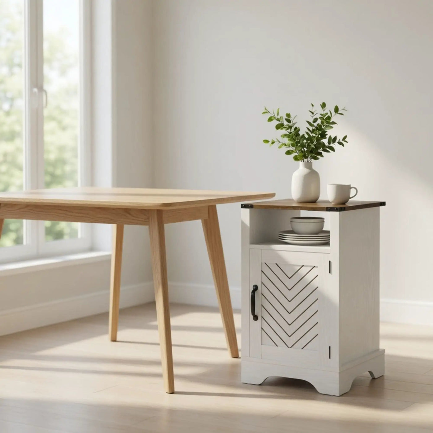 Farmhouse Nightstand With Charging Station & Storage by HouseOfZazla