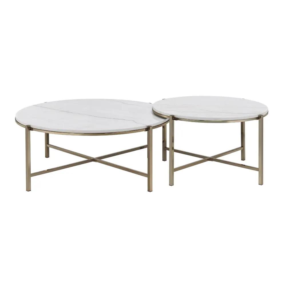 Zaidee - Nesting Table Set - Natural Marble Top & Nickel by Unique Piece Furniture