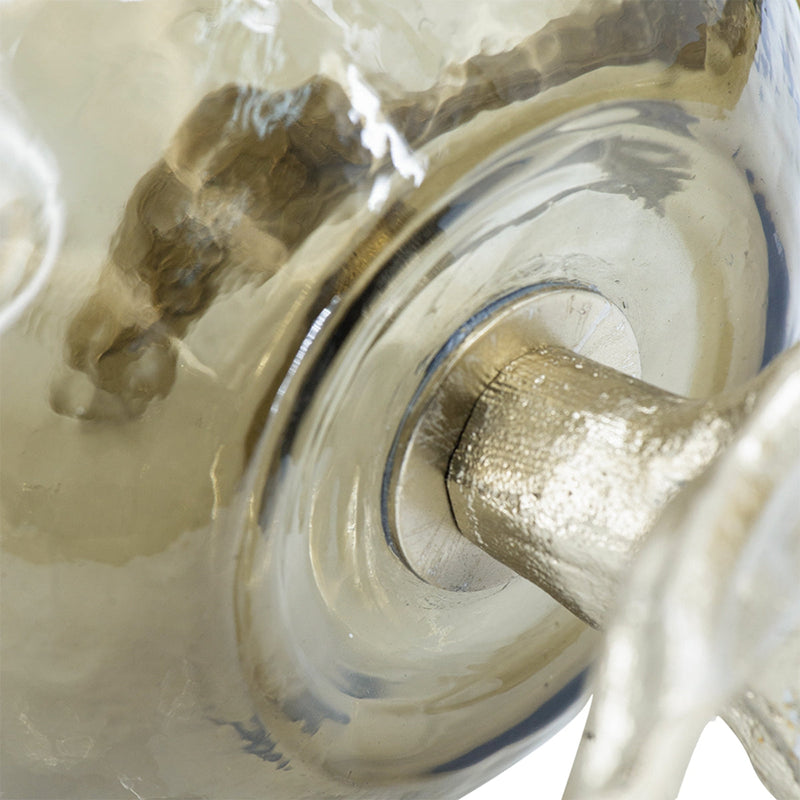 Olive Glass Candle Holder with Gold Metal Legs by HouseOfZazla
