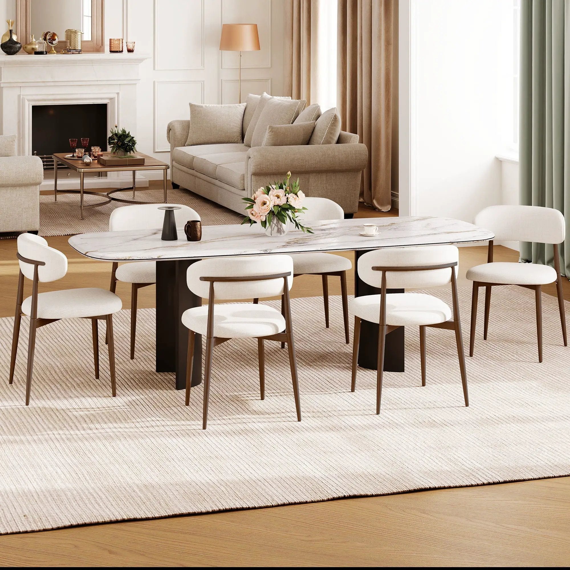 Upholstered Dining Chairs For Dining Room (Set of 2) - Beige by HouseOfZazla