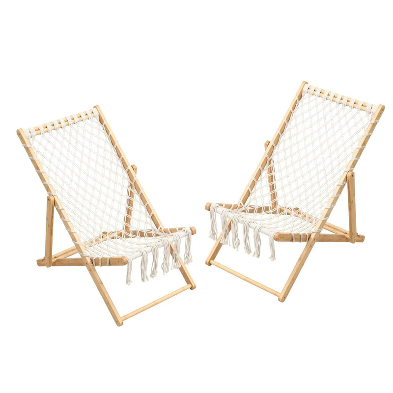 Bamboo Weaving Chair Set With Handwoven Rope For Patio And Living Spaces - Natural by Unique Piece Furniture