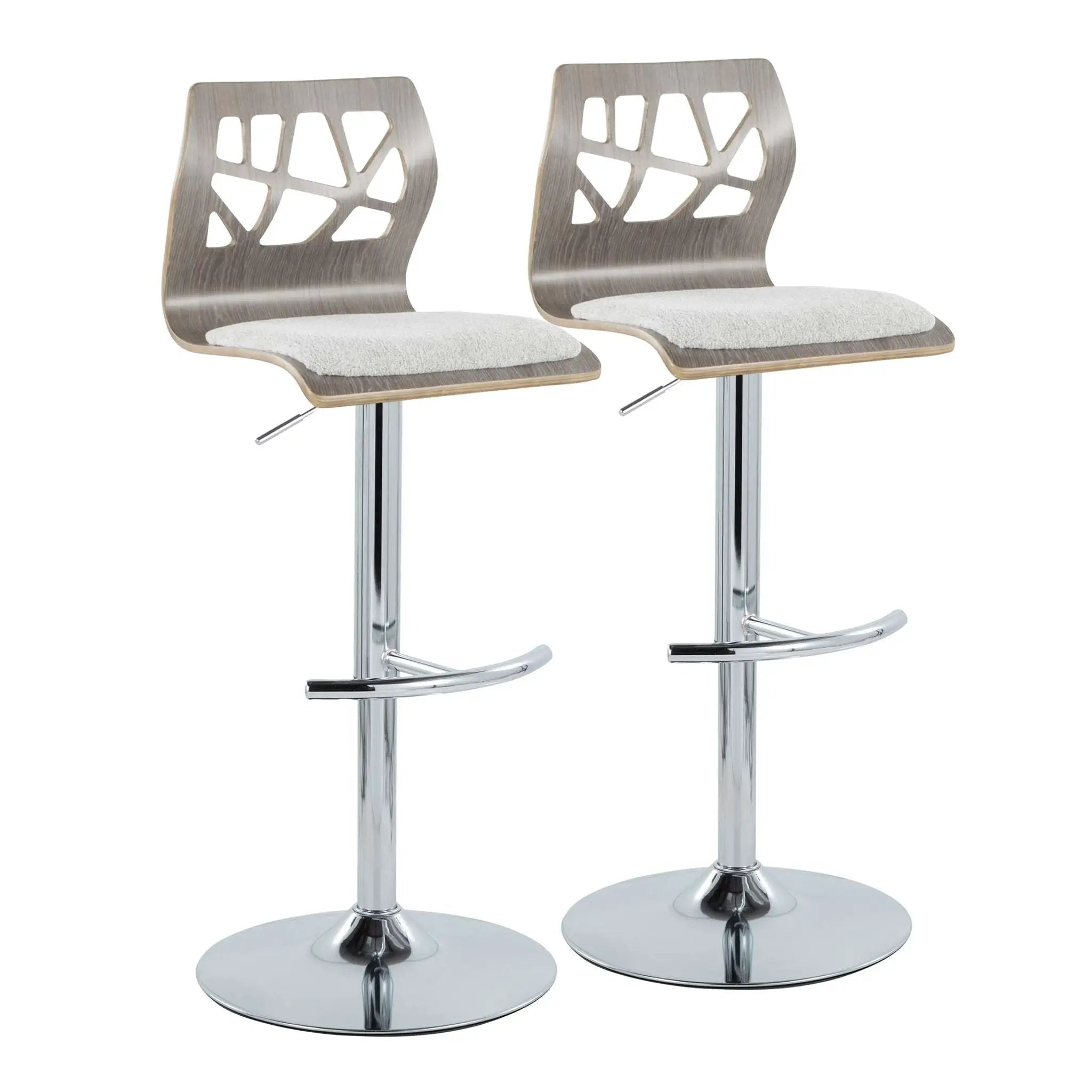 Folia - Contemporary Adjustable Barstool With Swivel With Rounded T Footrest (Set of 2) by HouseOfZazla