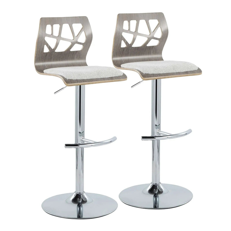 Folia - Contemporary Adjustable Barstool With Swivel With Rounded T Footrest (Set of 2) by HouseOfZazla