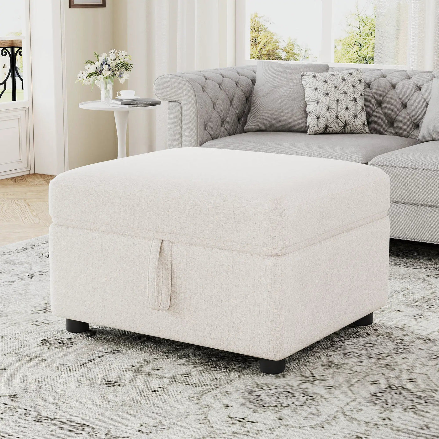 Movable Storage Ottoman Footrest For Living Room by HouseOfZazla