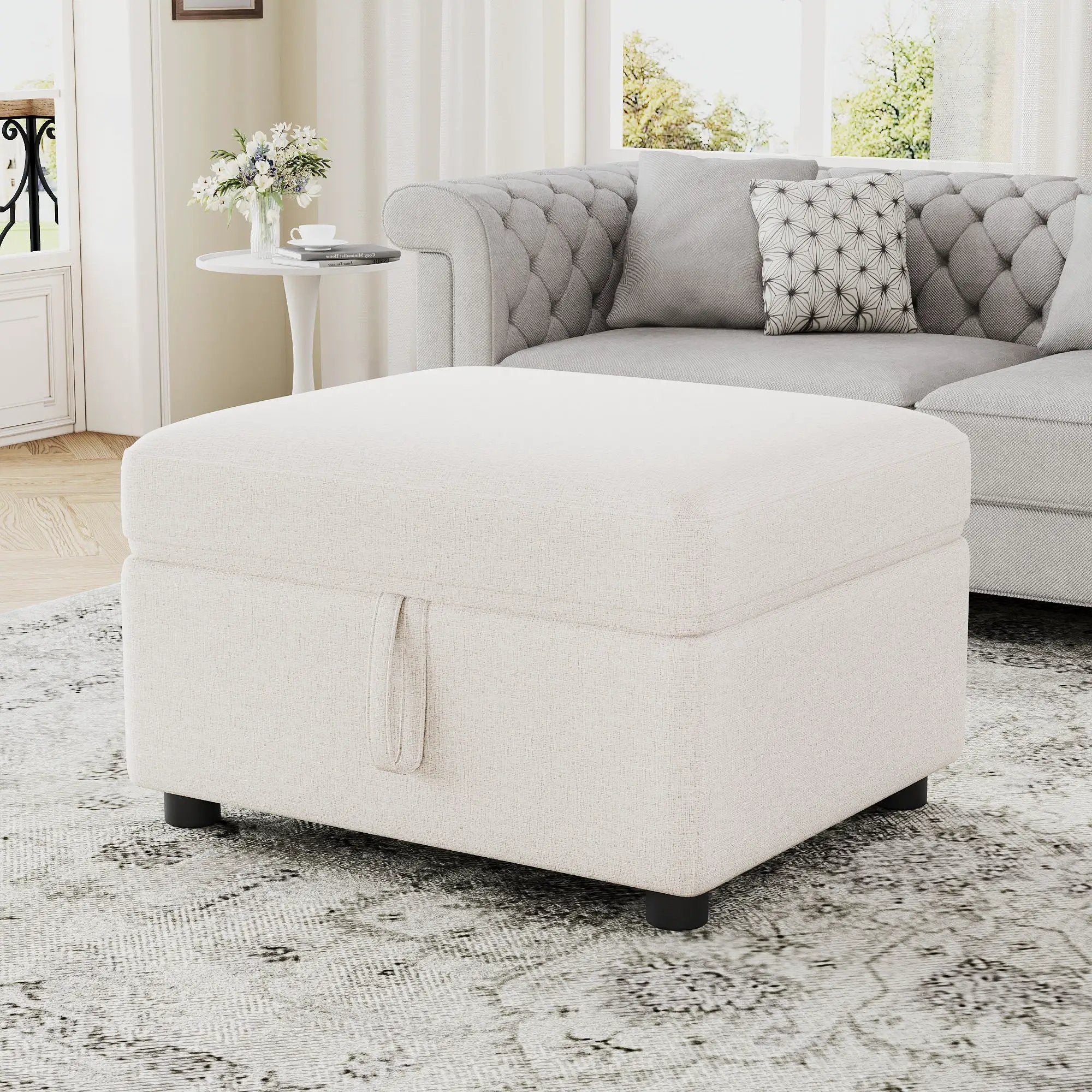 Movable Storage Ottoman Footrest For Living Room by HouseOfZazla