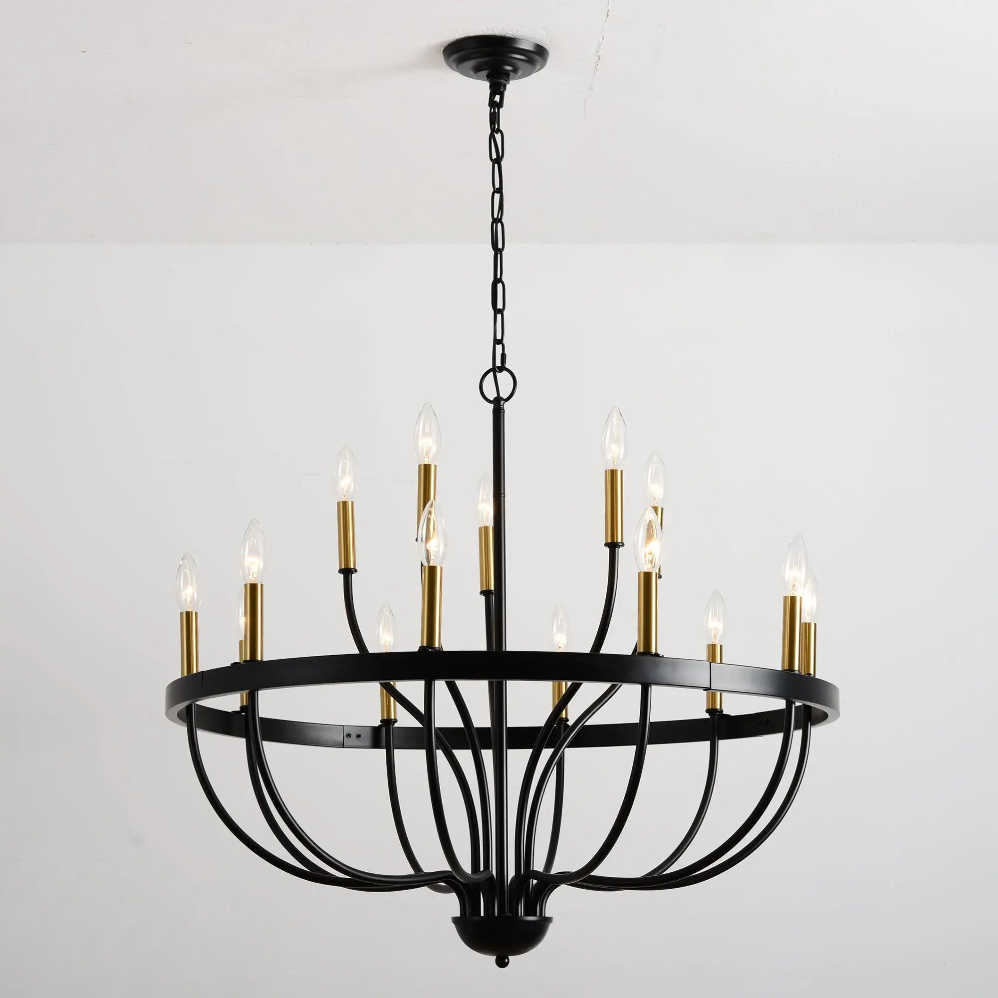 15-Light Industrial Iron Candle Chandelier Modern Farmhouse Pendant Light by HouseOfZazla