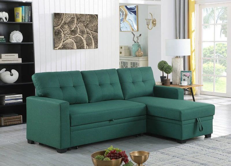 Upholstered Pull Out Sectional Sofa With Chaise by Unique Piece Furniture