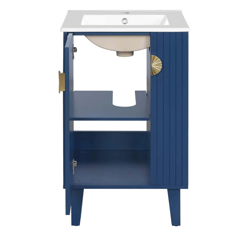 Bathroom Vanity With Sink, Soft-Close Door, Half-Moon Pulls by Unique Piece Furniture