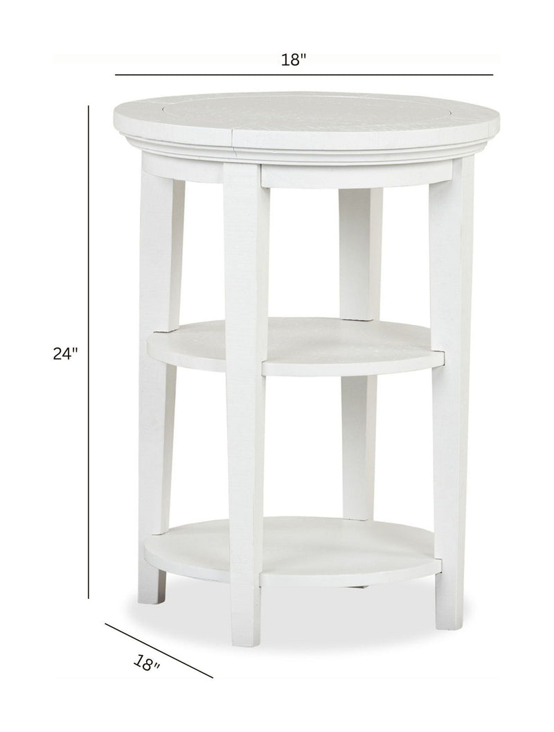 Heron Cove - Round Accent End Table - Chalk White, photo 5 of 7