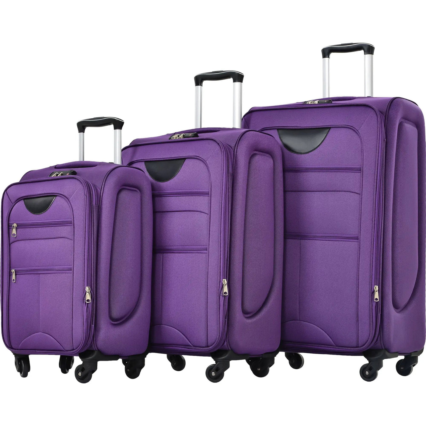 Softside Luggage Expandable 3 Piece Set Suitcase Upright Spinner Softshell Lightweight Luggage Travel Set by HouseOfZazla