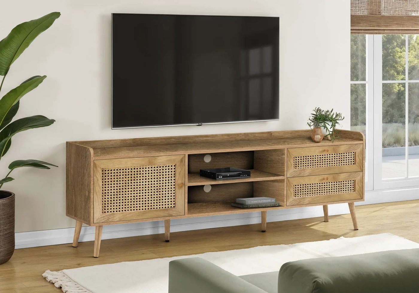 72-Inch Transitional TV Stand Console with Storage by HouseOfZazla