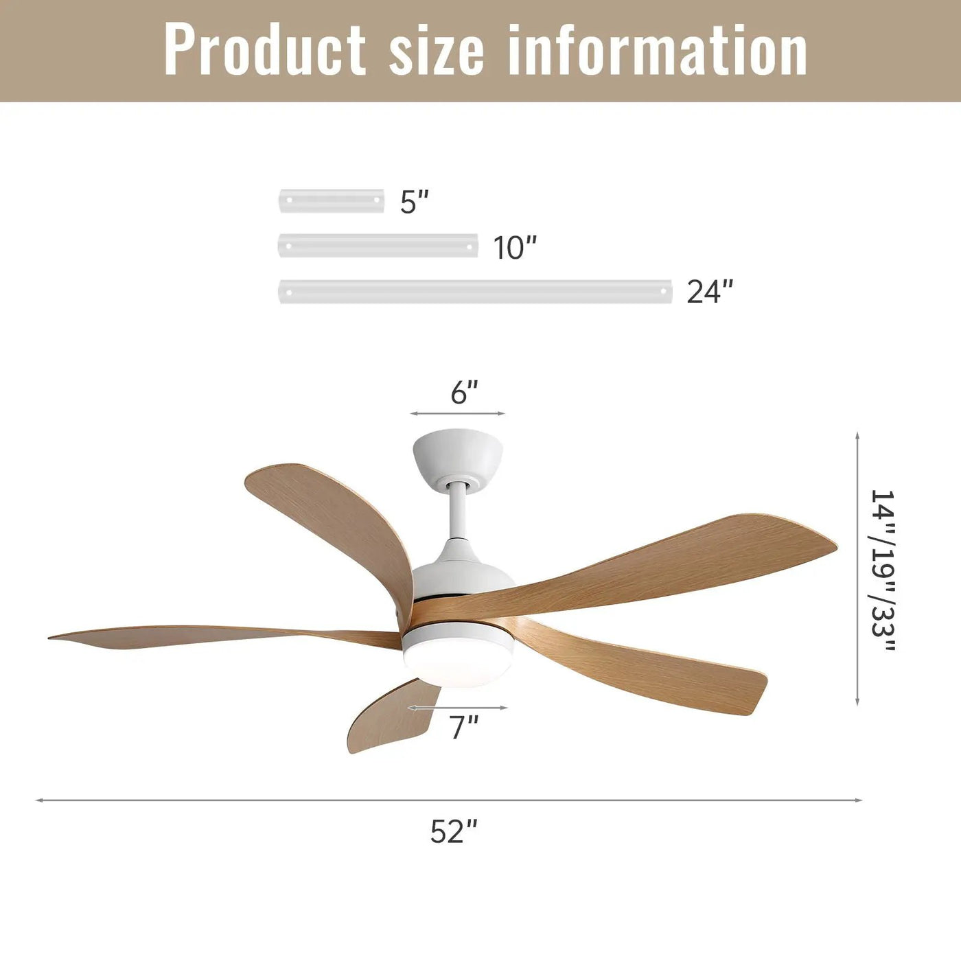 Ceiling Fan with DC Motor and Integrated Light by HouseOfZazla