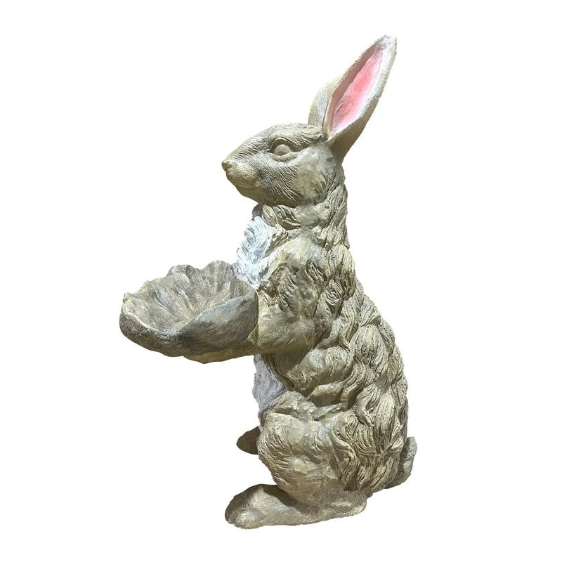 Magnesium Oxide Bunny Statue Holding Decor by HouseOfZazla
