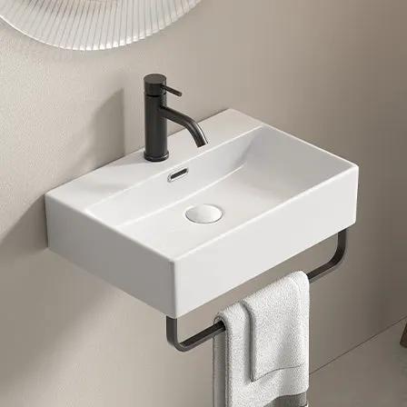 White Vessel Sink with Towel Rack by HouseOfZazla