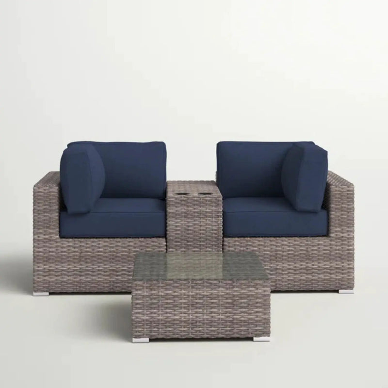 Wicker Seating Group Set With Table And Cushions by Unique Piece Furniture