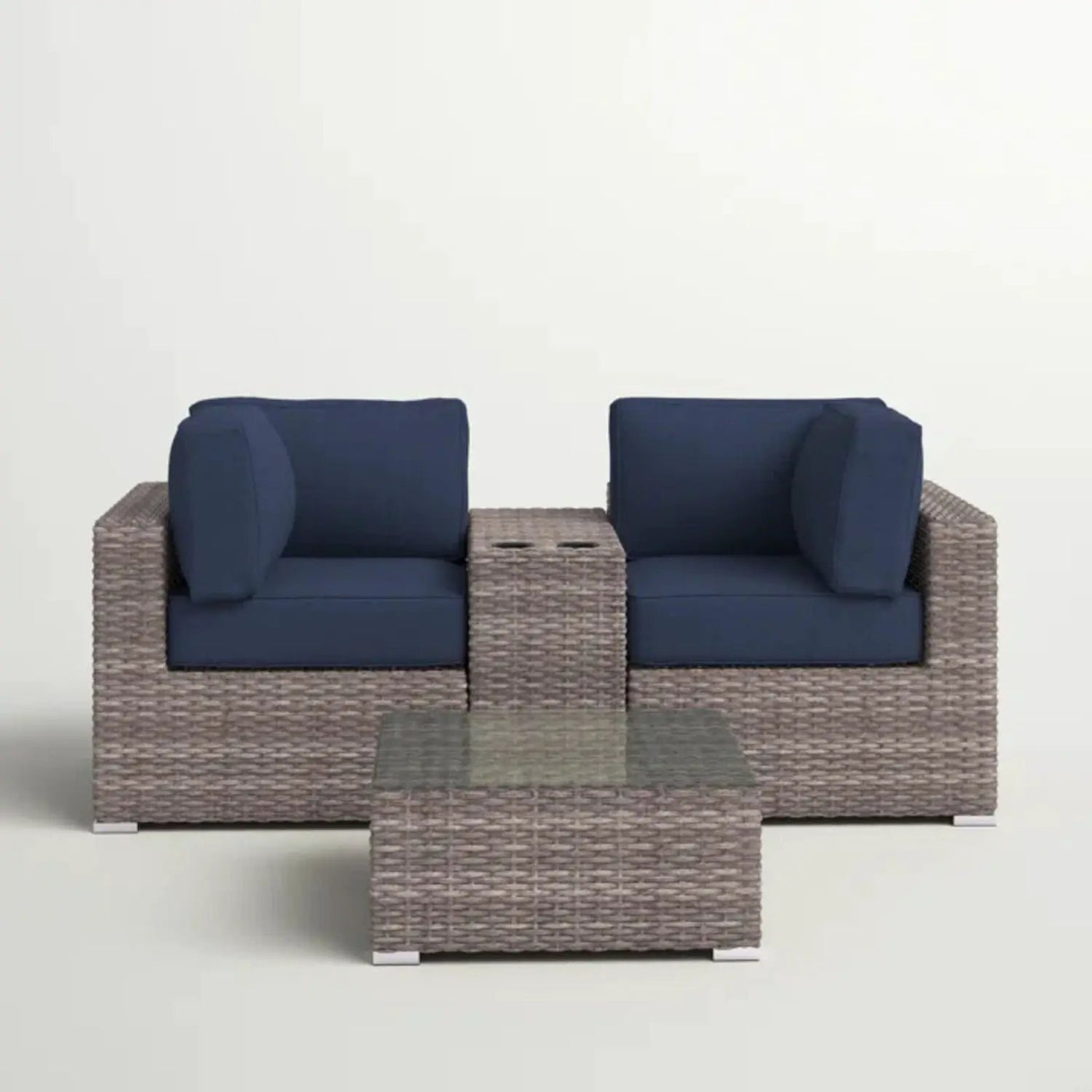 Wicker Seating Group Set With Table And Cushions by HouseOfZazla