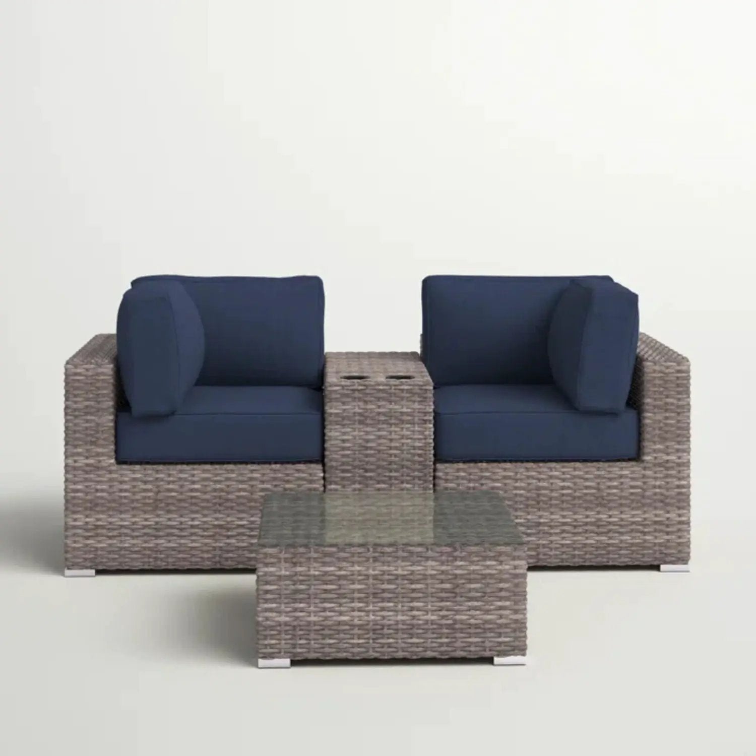 Wicker Seating Group Set With Table And Cushions by HouseOfZazla