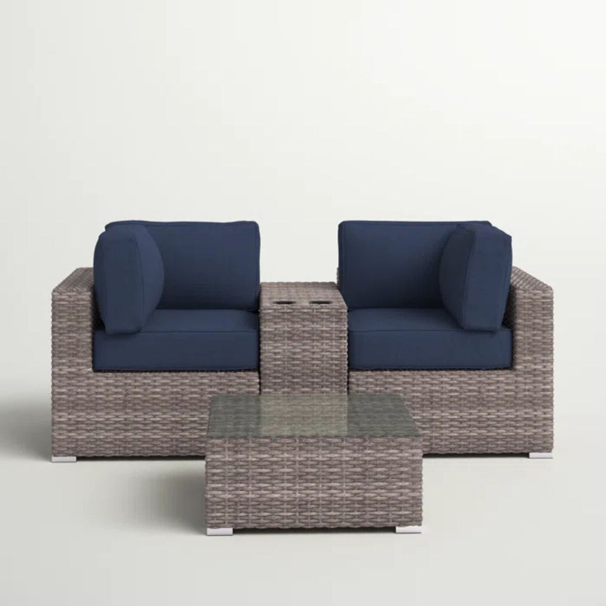 Wicker Outdoor Seating Group Set with Cushions and Table - Multiple Colors, photo 31 of 40