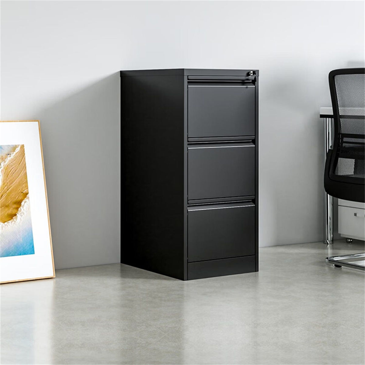 Durable Metal 3 Drawer File Cabinet With Lock For Office Storage, photo 12 of 28