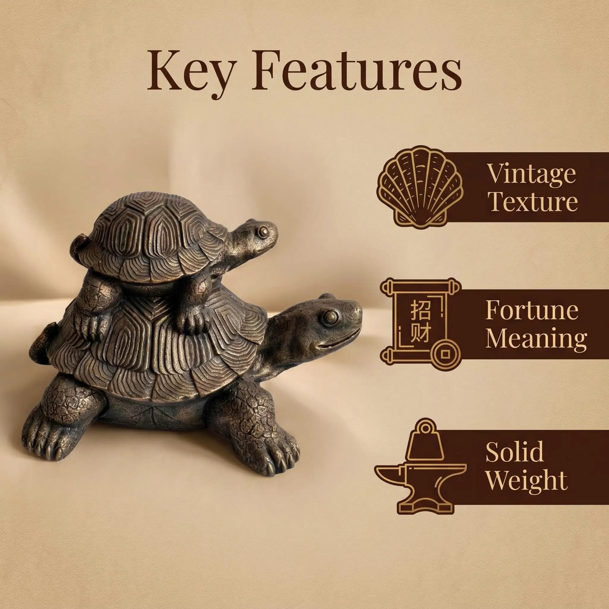 Vintage Bronze Stacked Turtle Statue by HouseOfZazla