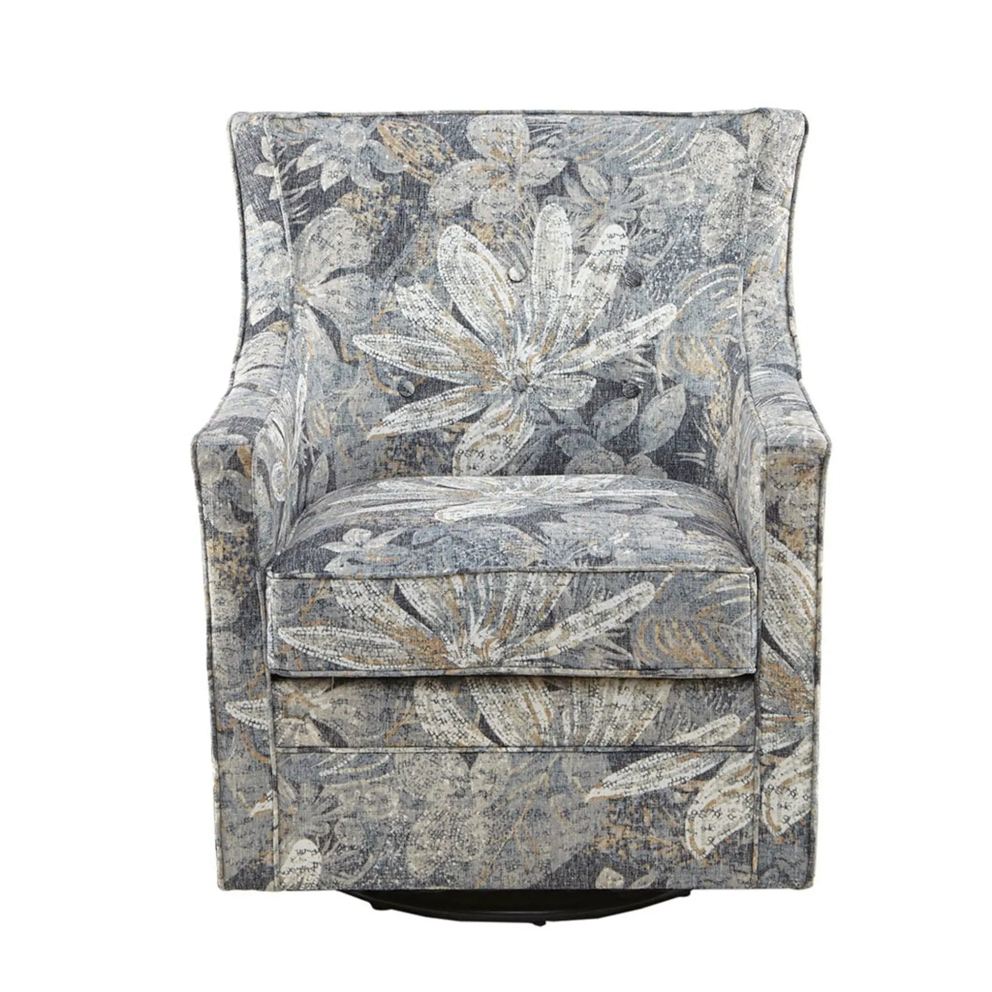Swivel Glider Chair With Upholstery And Metal Base - Multicolor by HouseOfZazla