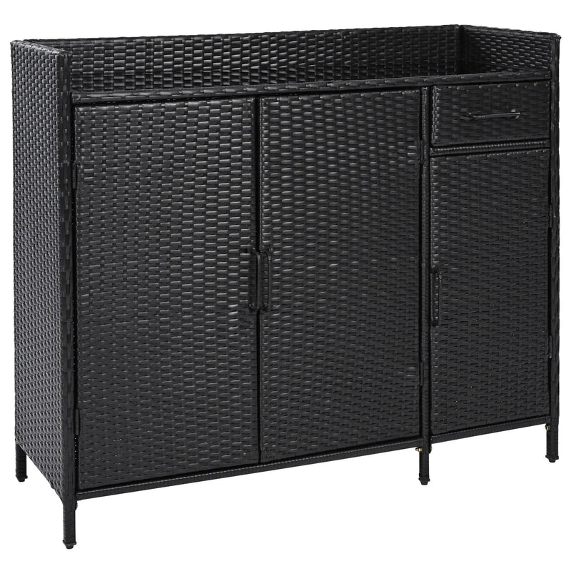 K&K 47.5"W Wicker Outdoor Storage Cabinet with Tempered Glass Top by HouseOfZazla