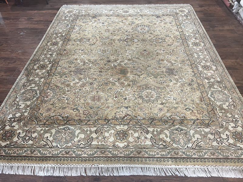 Indo Mahal Rug 8x10, Indian Jaipur Rug 8 x 10 ft, Wool Indo Persian Carpet, Handmade Traditional Floral Area Rug, Olive Green, Vintage Rug by Jewel Rugs