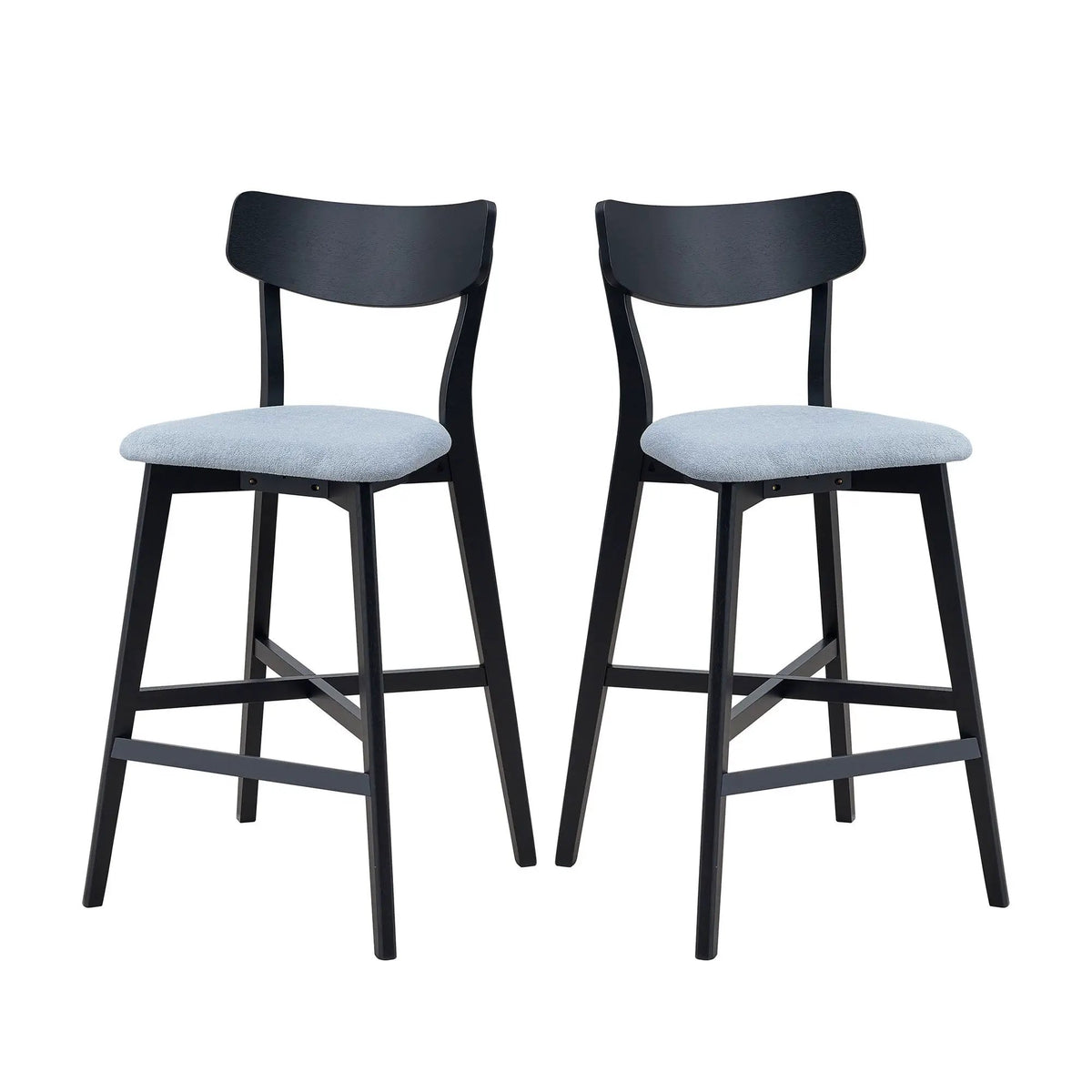 Wooden Bar Chairs Set of 2, Modern Soft Upholstered Kitchen Island Chairs by HouseOfZazla