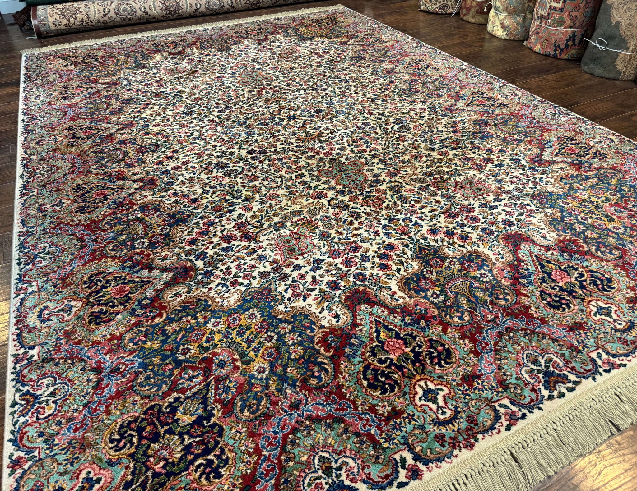 Karastan Rug #742 Floral Kirman 8.8 x 12, Wool Pile, Vintage Original Series, Rare by Jewel Rugs
