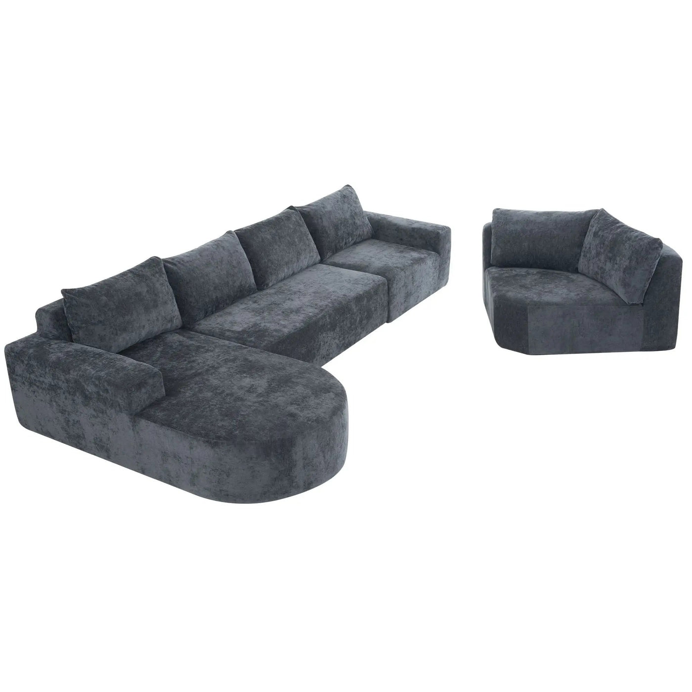 U-Shaped Oversized Modular Cloud Sectional Sofa With Deep Seat For Living Room by HouseOfZazla