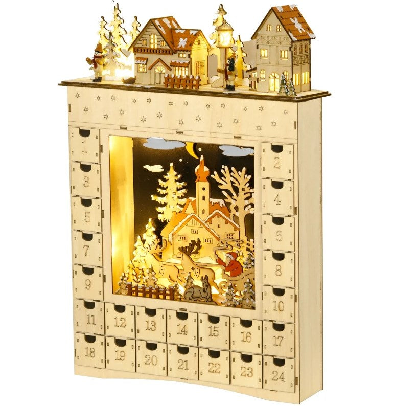Christmas Advent Calendar,Countdown to Christmas Table Decoration with Lights, Battery Operated, photo 2 of 8