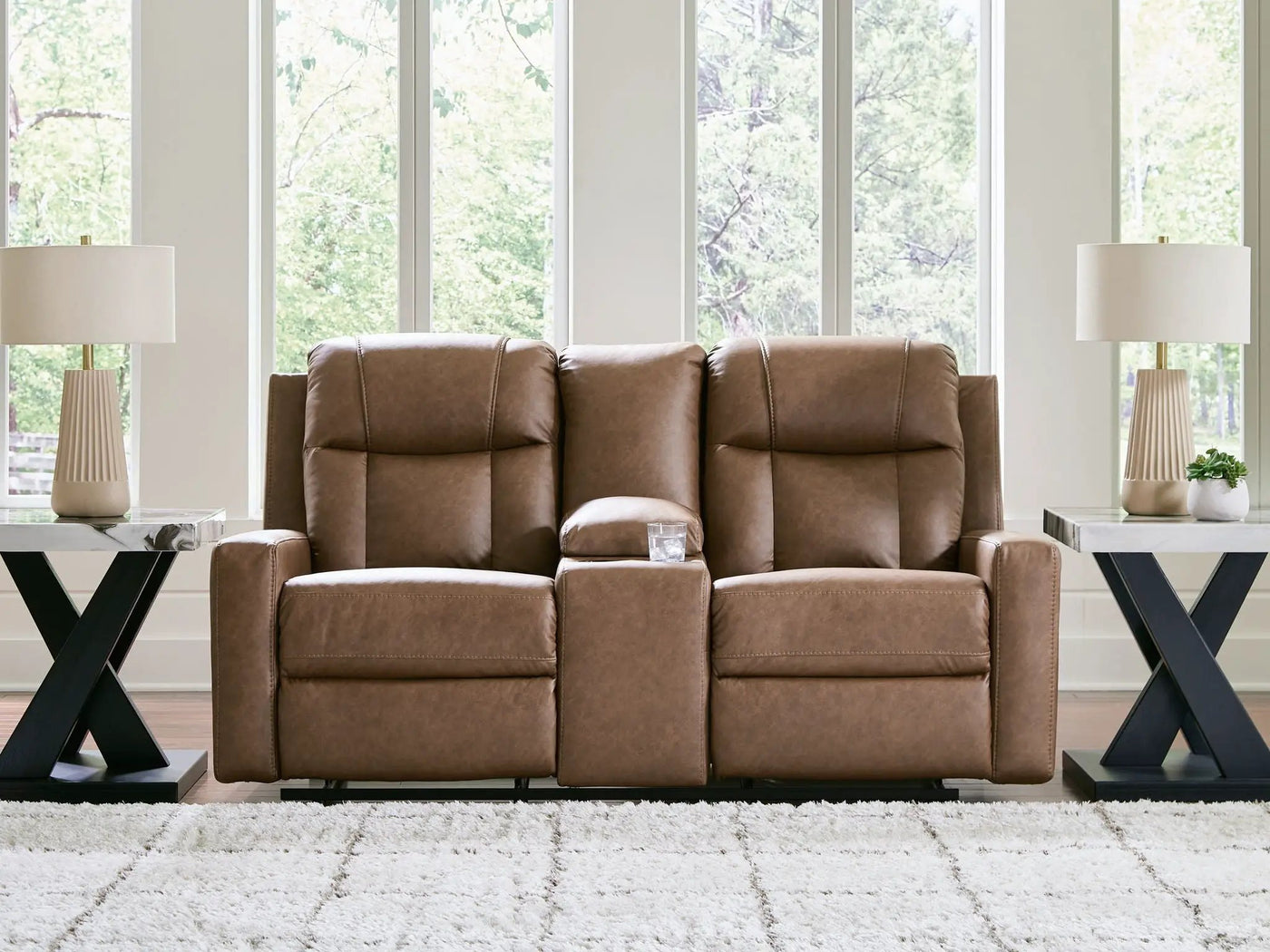Mackmenville - Double Reclining Loveseat With Console by Unique Piece Furniture