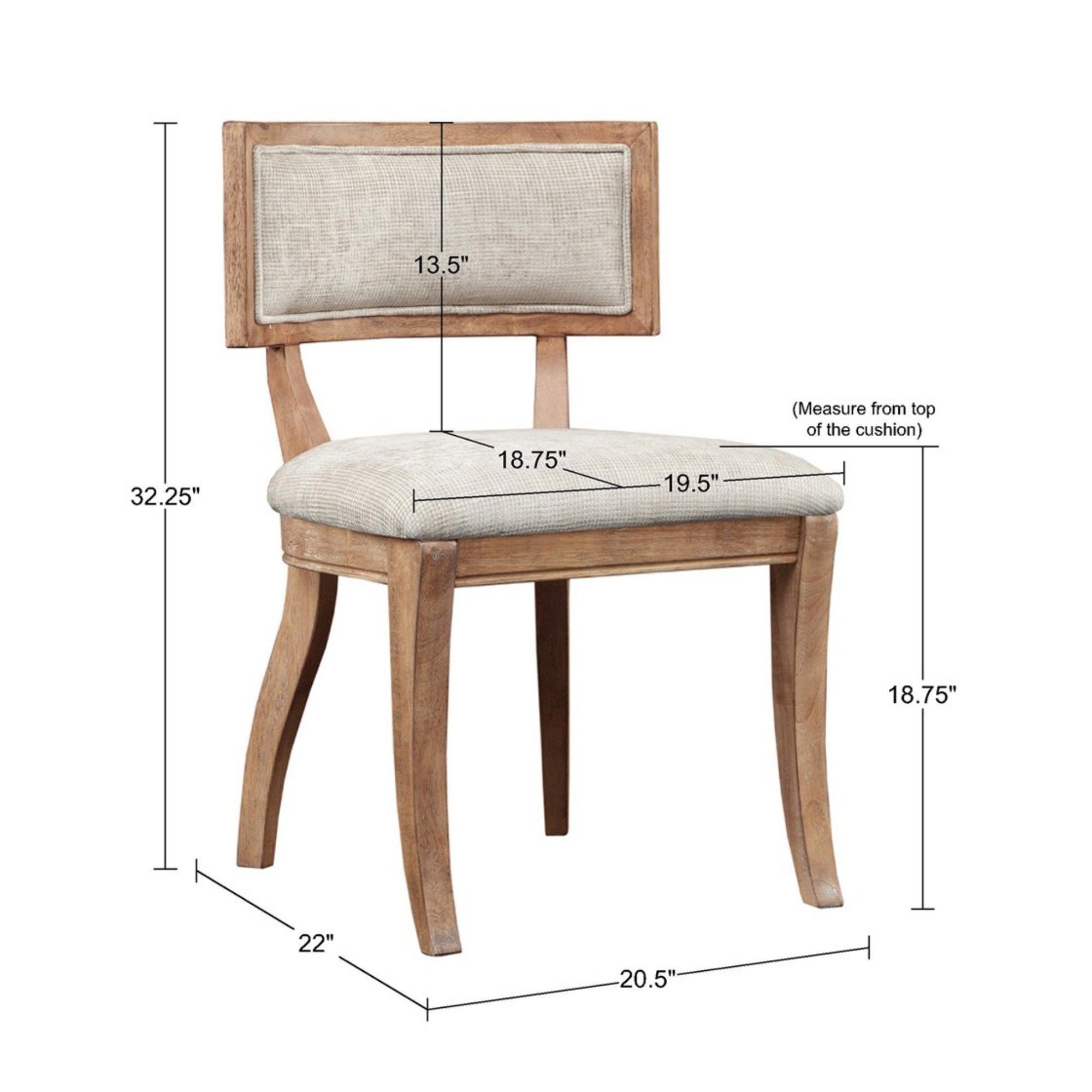 Classic Dining Chair With Curved Back (Set of 2) - Beige / Light Natural by Unique Piece Furniture