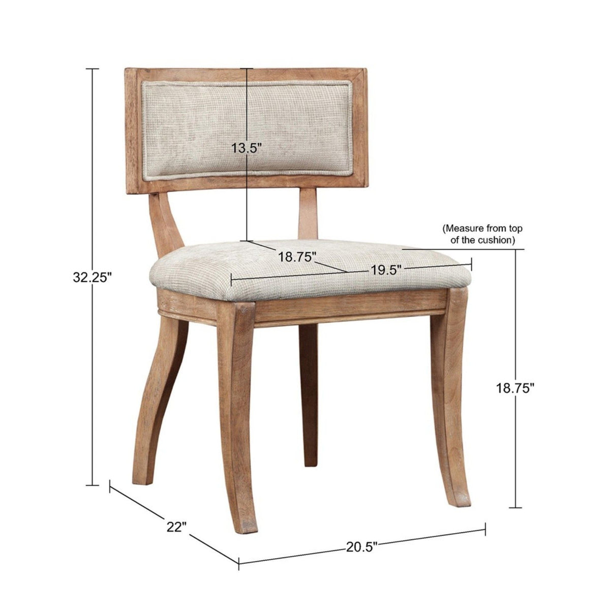 Beige Classic Dining Chair Set with Curved Back - Set of 2, photo 4 of 7