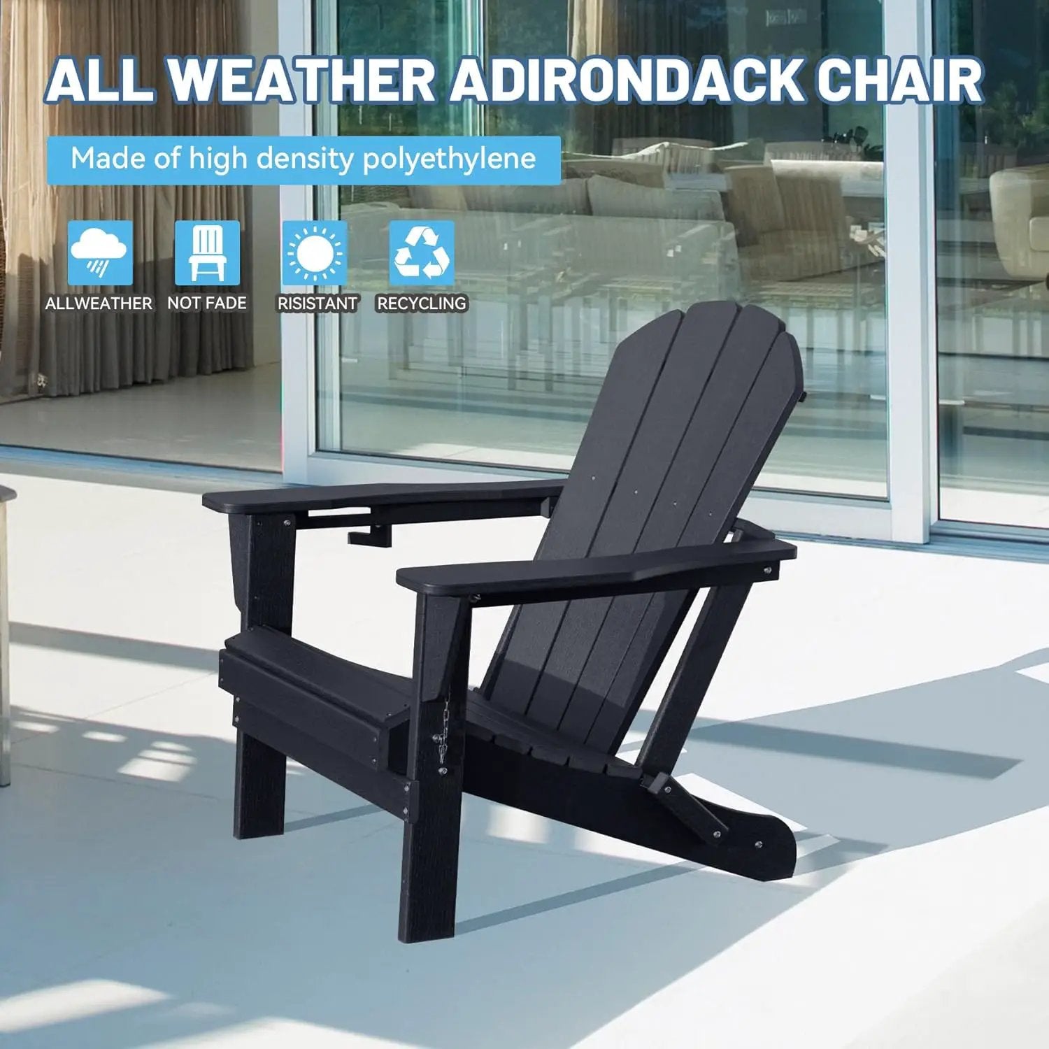 Adirondack Chair, Plastic Adirondack Chairs, HDPE Adirondack Chair, Folding Adirondack Chairs,Outdoor Chairs with Cup by HouseOfZazla